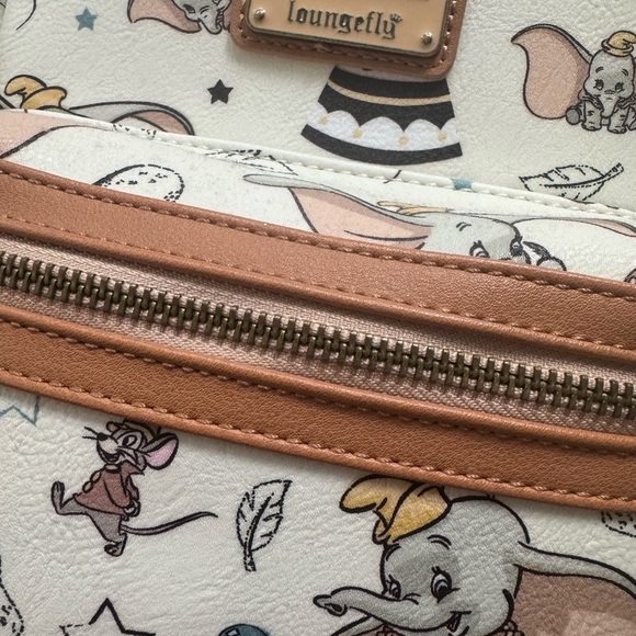 Unisex Loungefly Disney Dumbo Kids Backpack - White and Brown Disneyland Rides - Picture 2 of 4